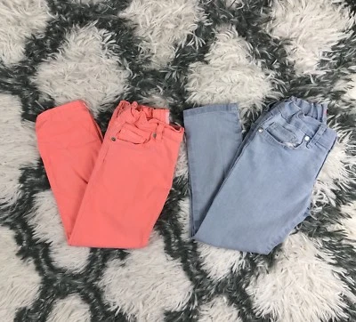 Lote de dos jeans ajustados para niñas Children's Place lavado claro y naranja neón talla 5 Foto 1 de 4