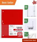 Durable Graphing Spiral Notebook - 1-Subject - Graph Ruled - 10-1/2" x 8" - Red