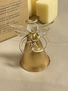 Vintage Avon 1997 vergoldetes Glas Weihnachten Engel Ornament 3,5" 22K Gold neu in Box - Bild 1 von 11