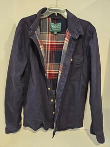 Woolrich Flannel Lined Shirt Jacket Mens Small Green Label Shacket Blue - Picture 1 of 10