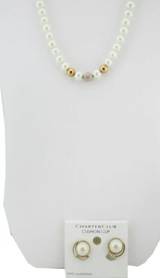 Juego de collar de perlas CHARTER CLUB tono dorado precio de venta sugerido por el fabricante: $40,00 ~ Foto 1 de 3