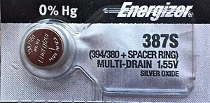 ENERGIZER 387S 394/380 + Spacer Ring Brand New Battery Authorized Seller - Picture 1 of 4