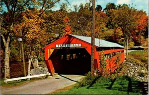 Postkarte Taftville Vermont alte überdachte Brücke Route 4 Vintage um 1950 unbespielt - Bild 1 von 2