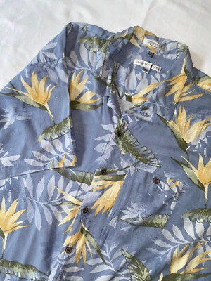 Camisa Hawaiana Hombre Diseño Hoja Azul Geoffrey Beene Talla XXL Abotonada Foto 1 de 4