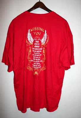 Mens Hanes Missing Miss You Poem Grieving Angel Wings Funeral T-Shirt Red 3XL - Image 1 of 4