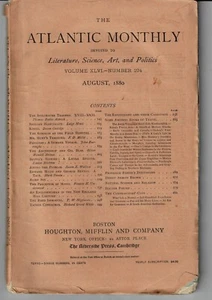 PEPACTON by JOHN BURROUGHS & EDWARD MILLS by MARK TWAIN in 1880 ATLANTIC MONTHLY - Picture 1 of 2