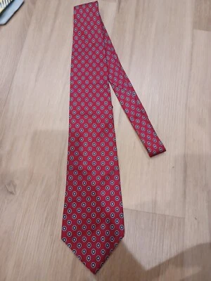 HARDY AMIES Savile Row - Corbata de cuello 100 % seda medallón borgoña para hombre 4" W 59" L Foto 1 de 4