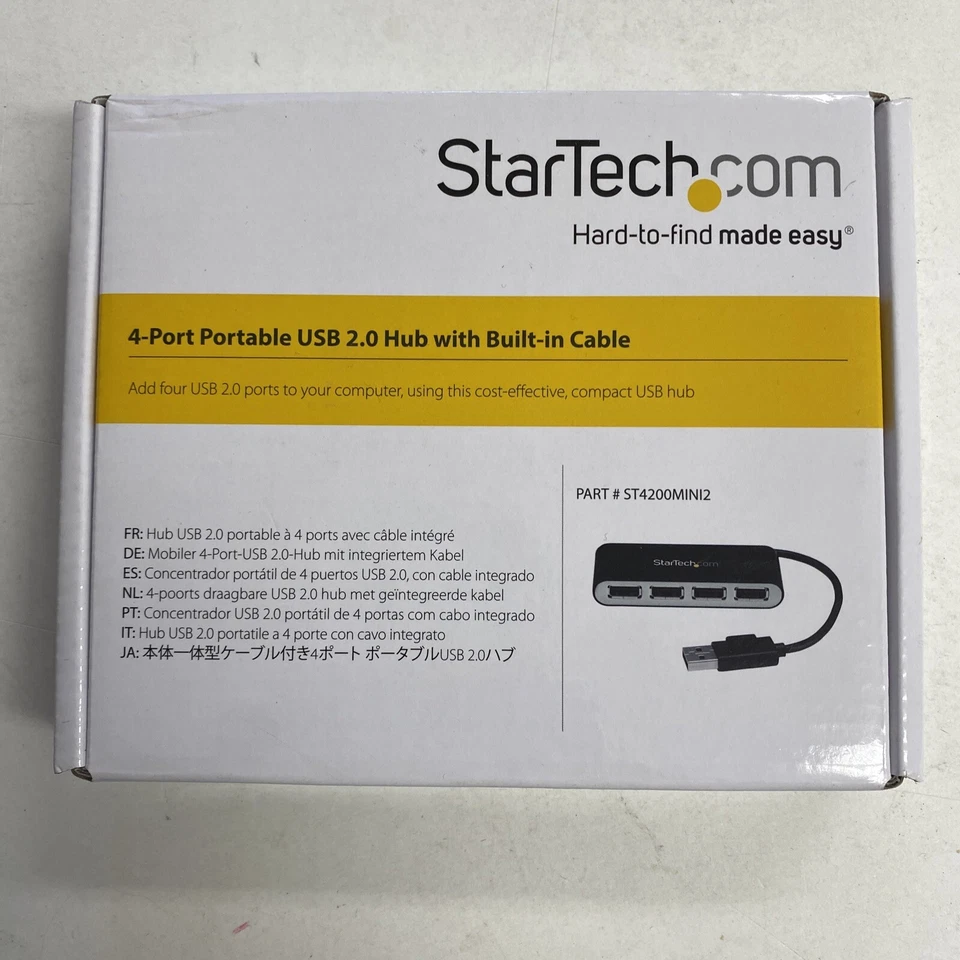 StarTech 4 Port Portable USB 2.0 Hub with Built-in Cable - Image 1 of 1