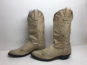 VTG WOMENS CAPEZIO TOE RAND COWBOY IVORY BOOTS SIZE 8 M - Picture 1 of 10