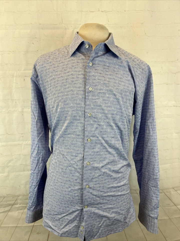 Etro Men's Blue Paisley Dress Shirt SIZE 46 $495 - Image 1 of 4
