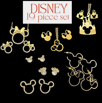 ENORME 19 Piezas Joyería Disney Surtido Chapado en Oro Foto 1 de 4
