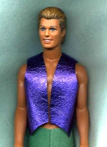 PURPLE METALLIC COWBOY VEST GENUINE LEATHER HANDMADE KEN DOLL WESTERN CLOTHES - Picture 1 of 2