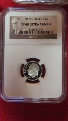 2009-S SILVER ROOSEVELT DIME NGC PF69 ULTRA CAMEO "PORTRAIT LABEL" TOP POP - Image 1 of 4