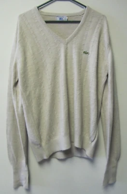 Suéter Pullover Para Hombres De Colección Izod Lacoste Tostado Cuello en V Talla Grande Caimán Foto 1 de 4