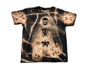 Boys Youth Halloween T-shirt Skeleton Bones PICK YOUR SIZE Spooky Handcrafted - Picture 1 of 14