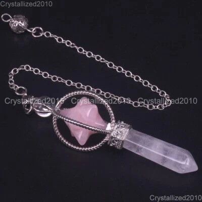 Natural Gemstones Merkaba Pendulum Healing Crystal Pointed Reiki Chakra Pendant - Image 1 of 4