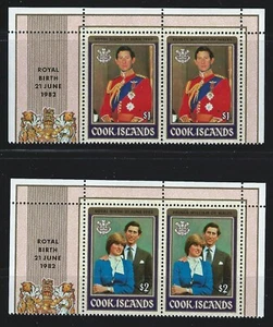 Cook Islands Sc 679-80 MNH Overprint Royal Birth 21 June 1982 Prince William - Picture 1 of 5