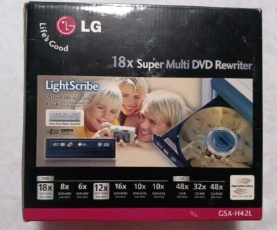 LG 18X Super Multi DVD Rewriter w/box. GSA-H42L - Image 1 of 4