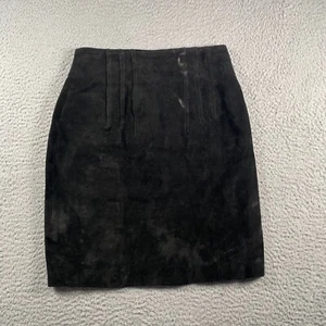 Express Compagnie Internationale Skirt Womens 5/6 Black Genuine Leather Midi - Picture 1 of 12
