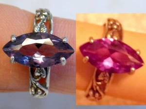 Color Change Lab Alexandrite Size 6 Ring 925 Sterling Silver Marquise USA Made - Picture 1 of 11