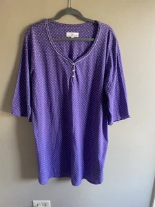 Karen Neuburger Womens Sleepwear 1X Purple White Dots Short Sleeve Nightgown - Picture 1 of 7