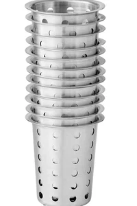 Perforated Stainless Steel Flatware Cylinders – Set of 12 | Durable Utensil H... - Foto 1 di 8