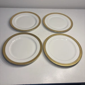 Limoges Vingnaud Gold Encrusted Dessert Plates 8 1/2 in set of 4 Made is France - Picture 1 of 5