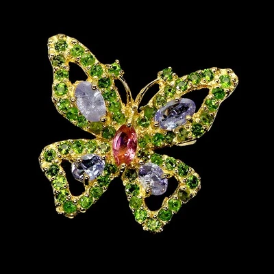 925 Sterling Silver Ring Marquise Tourmaline Tanzanite Butterfly Gemstone 6.5 - Image 1 of 4