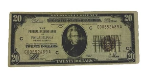 1929 $20 Twenty Dollar Brown Seal Federal Reserve Bank Of Philadelphia Note - Picture 1 of 3