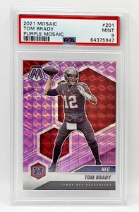 PSA 9 2021 Mosaic Purple Prizm #201 Tom Brady 8/49 Tampa Bay Buccaneers - Picture 1 of 2