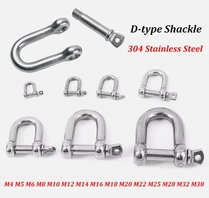 Dee Shackles D Shackle 4mm 5mm 6mm 8mm 10mm-38mm Stainless Steel Marine Grade - Picture 1 of 11