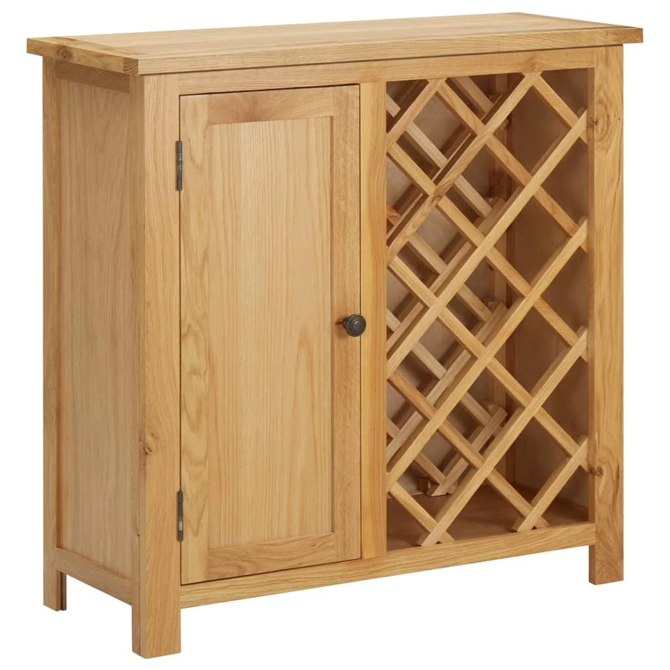 Solid Oak Wood Wine Cabinet Wooden Storage Holder Oak/Oak and White vidaXL - image 1 of 1