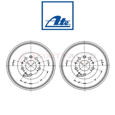 2 pc ATE Rear Brake Drum for 1992-1995 Volkswagen EuroVan - Braking Stopping zw - Image 1 of 4