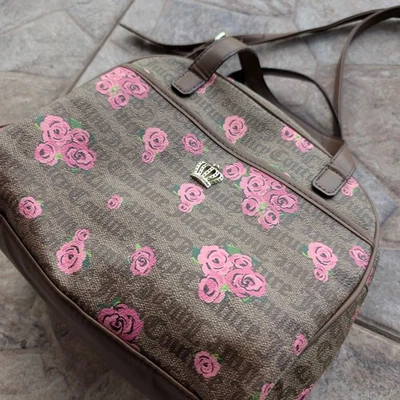 Juicy Couture Pink Bloom Brown Crown Royal Satchel  - Image 1 of 4