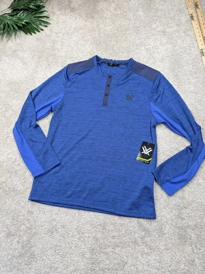 Pulôver Vortex Masculino Manga Longa Azul Médio Henley Performance Poliéster - Imagem 1 de 4