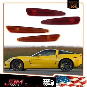 For 2005-2013 Chevrolet C6 Corvette Amber Front & Red Rear Side Marker Lights 4X - Picture 1 of 8