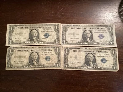 1935  Four. 1  Dollar Bills Blue Seals - Image 1 of 4