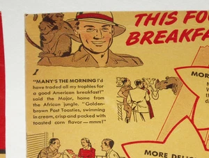 1940's Post Toasties Cereal Box Back & front w/ Jungle Adventure Hero Ramar? - Picture 1 of 2