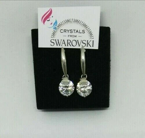 Punto luce orecchini pendenti da donna oro bianco 18 kt placcato e swarovski R - Immagine 1 di 1