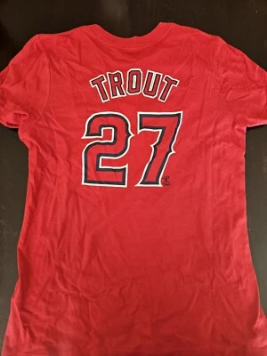 Camisa Mike Trout de Los Angeles Angels para mujer talla pequeña Foto 1 de 3