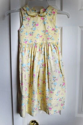 Laura Ashley dress Girls size 4 100% cotton yellow (floral pattern) Sun Dress - Image 1 of 4