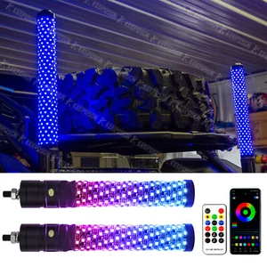 1FT Thick RGB LED Spiral Fat Whip Light Antenna For ATV UTV Can Am Polaris RZR - Picture 1 of 14