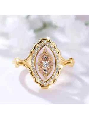 Hollow Lace Ring For Women With Rhinestone Look Feminine Style Jewelry Band - Image 1 of 4
