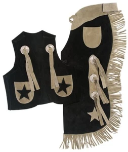 Chaleco Little Riders Western - Juego de Chap - Conchos - Estrellas - S,M,L - Negro u Óxido - Imagen 1 de 5