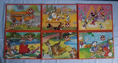 6 Jaymar frame tray inlay jigsaw puzzles Mickey Mouse Donald Duck #2339 Disney - Image 1 of 4
