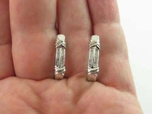 0.50 Ct Baguettes Lab-Created Diamond Huggie Hoop Earring 14K White Gold Over - Picture 1 of 8