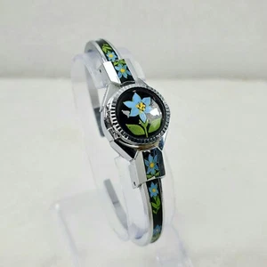 RARE VINTAGE INITIAL HANDWIND 17 JEWELS FLOWER SWISS MADE CUFF BAND WOMENS WATCH - Bild 1 von 10