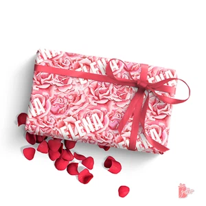 All Occasion Floral Wrapping Paper Roll w/ Personalized Name Red Roses Gift Wrap - Picture 1 of 5