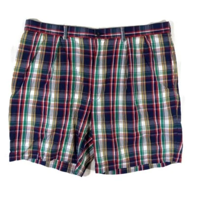 Pantalones Cortos Polo Ralph Lauren Tyler Hombres 40 Cremallera Mosca Plisado 4 Bolsillos Multicolor Cuadros Foto 1 de 4