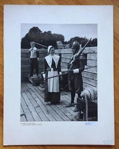 Vintage MCM B & W Photograph Pilgrim Reenactment (See Wrist Watch on Girl) - Picture 1 of 6